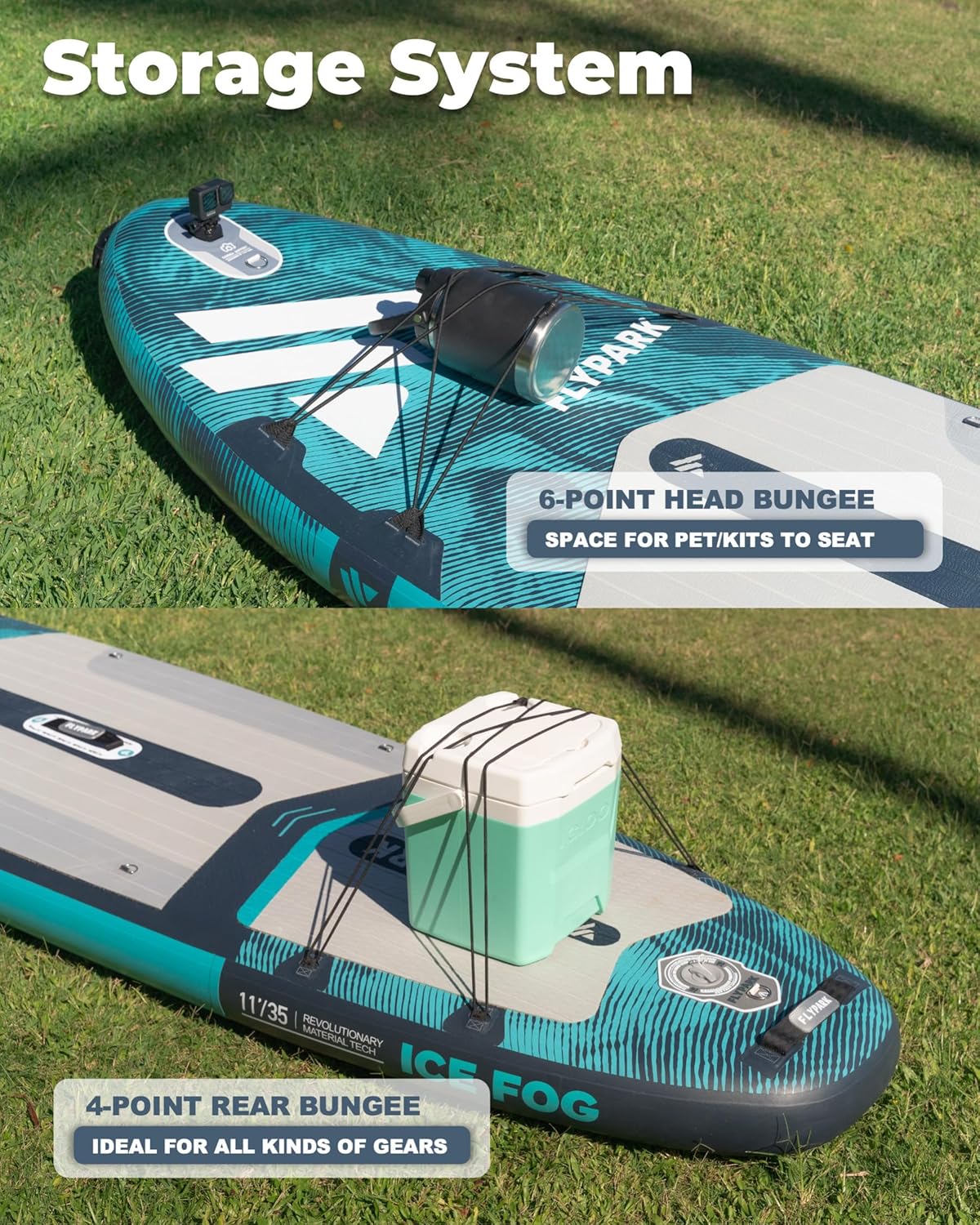 Flypark Fishing & Family Inflatable Stand Up Paddle Board – Extra Wide SUP with Camera Mount, Rod Holder & Accessories - Image 3