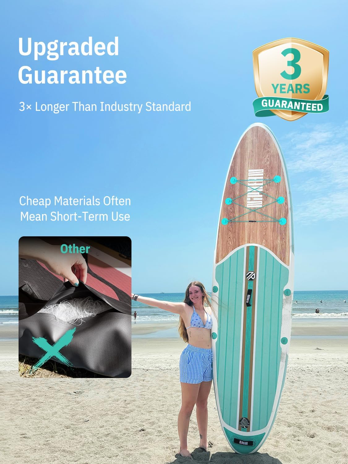 Niphean 10'6" Inflatable Stand Up Paddle Board – Anti-Slip EVA Deck with SUP Accessories - Image 2