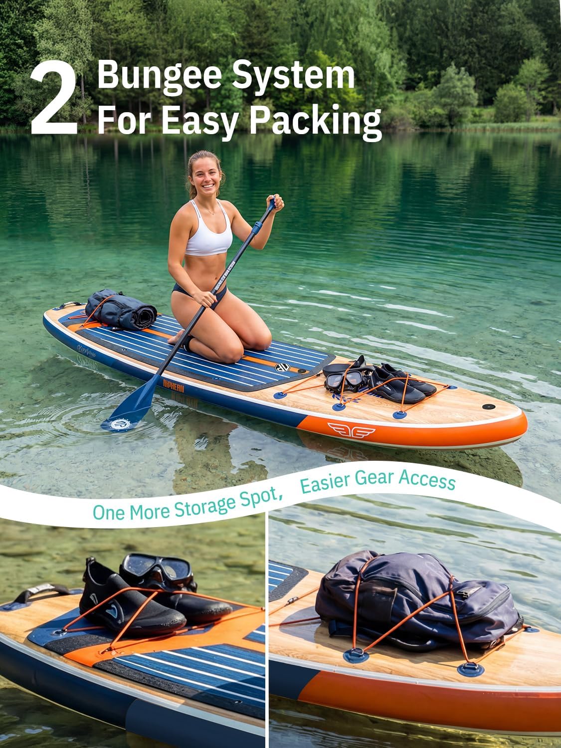 Niphean Extra Large Inflatable Paddle Board – 500 lb Capacity Family SUP with StabilTrac Fin & Accessories - Image 2