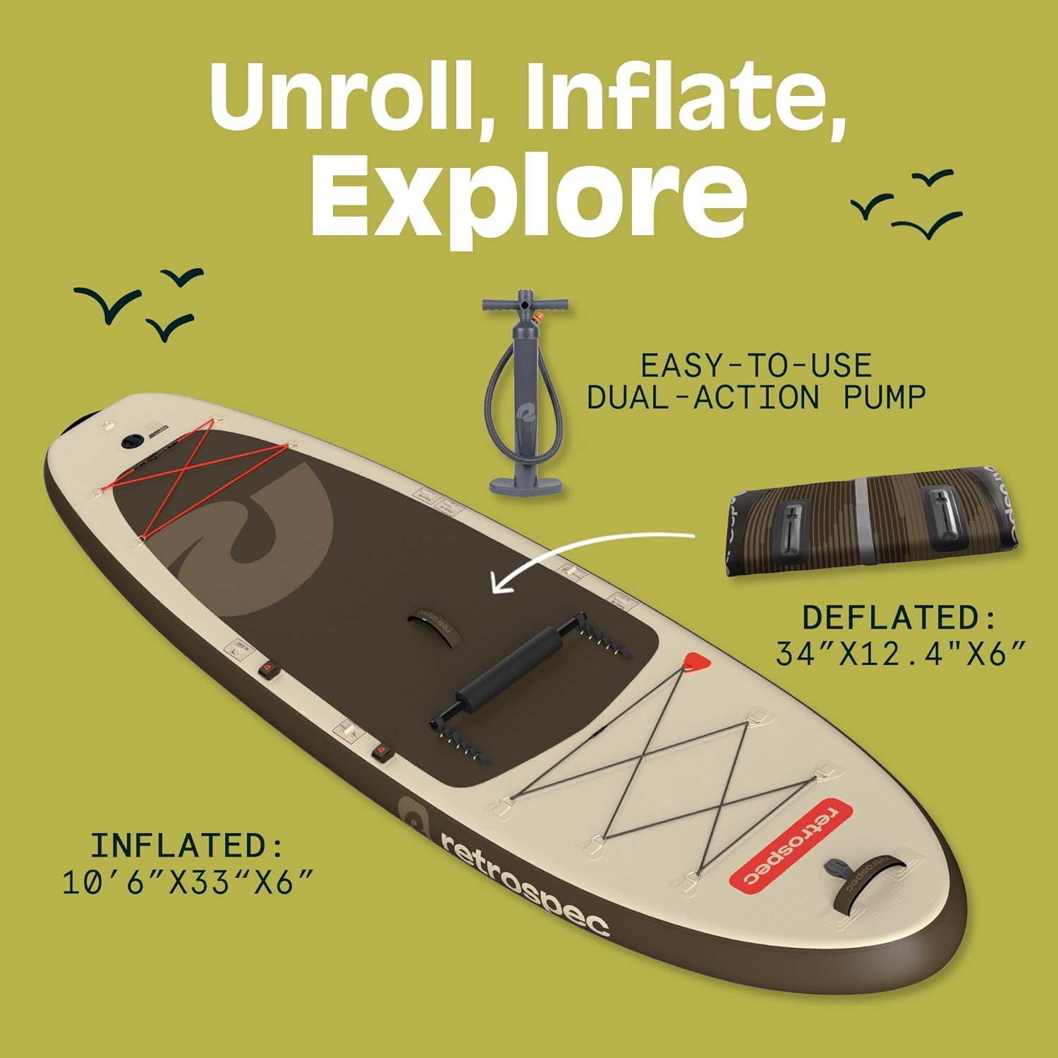Retrospec Weekender Plus 10' Inflatable Stand Up Paddleboard iSUP Bundle – Double Layer PVC with Paddle, Pump & Carrying Case - Image 3